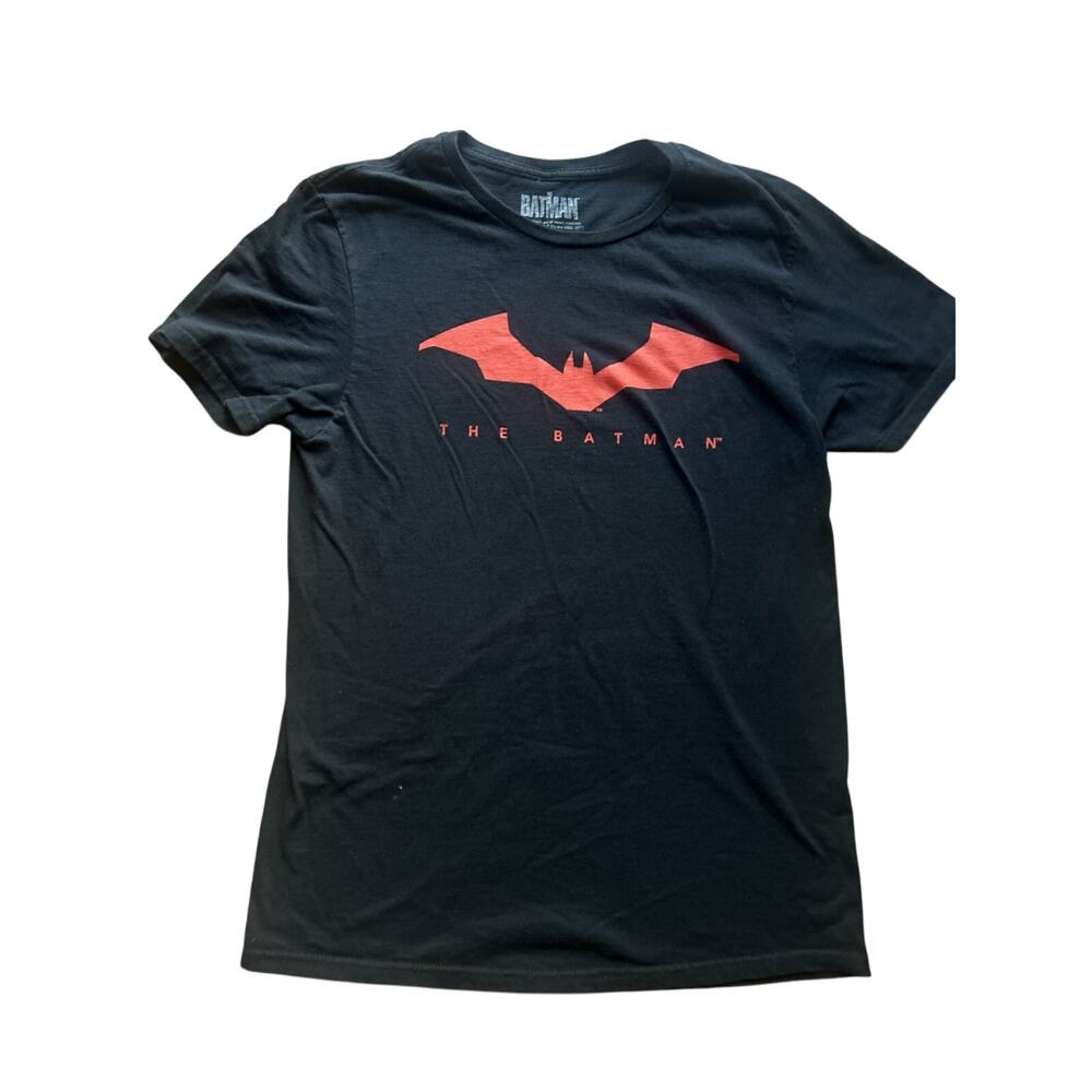 The Batman Men’s Black With Red Bat Logo DC Comics Cotton T-shirt Medium 38-40